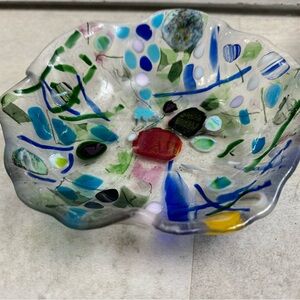 Fused, glass art glass bowl, decorative piece